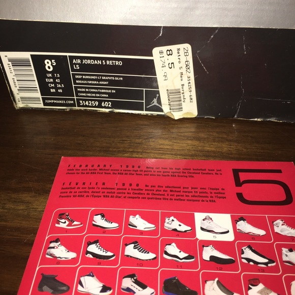 Air Jordan 5 Retro Burgundies - Picture 8 of 8